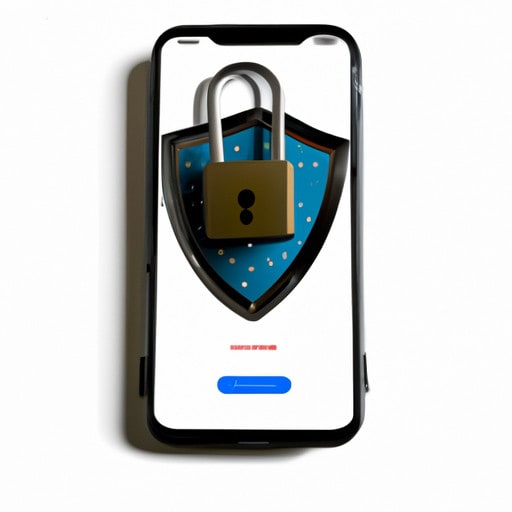 An image showcasing a locked smartphone surrounded by a shield adorned with a padlock