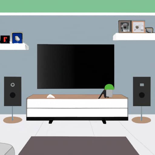 An image showcasing a living room with a sleek modern TV mounted on the wall, surrounded by a clutter-free space filled with streaming devices, helpful guides, and neatly organized cables, illustrating the seamless transition from cable TV to cord-cutting